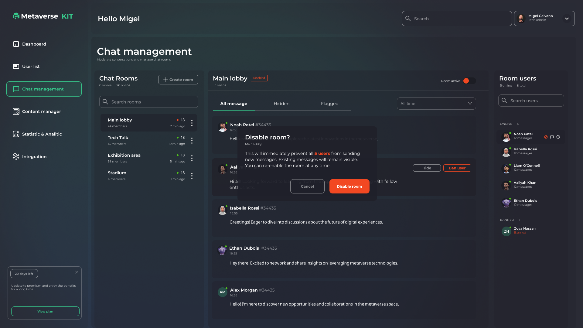 Chat Management в MetaKit с подтверждением деструктивного действия